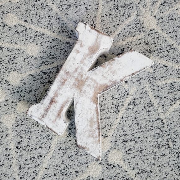 Farmhouse Rustic Gold & White Wooden K - Picture 5 of 10